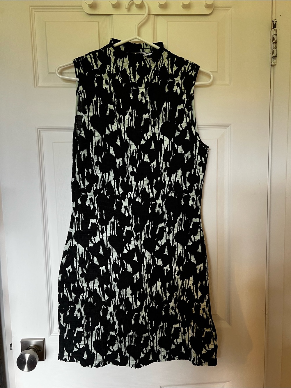 NWOT Proenza Schouler Black and White Sleeveless Floral Ruched Shift Dress